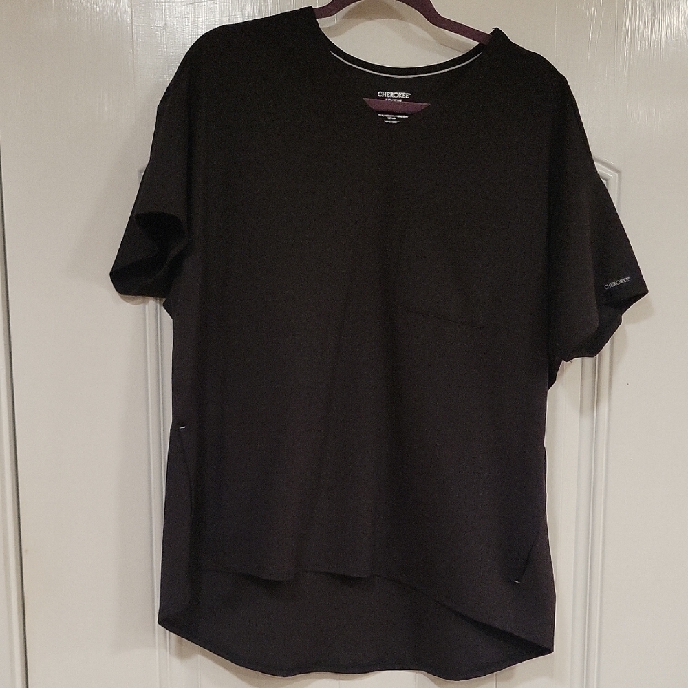 Cherokee Achieve Scrub Top With Pockets Black Short Sleeve XL